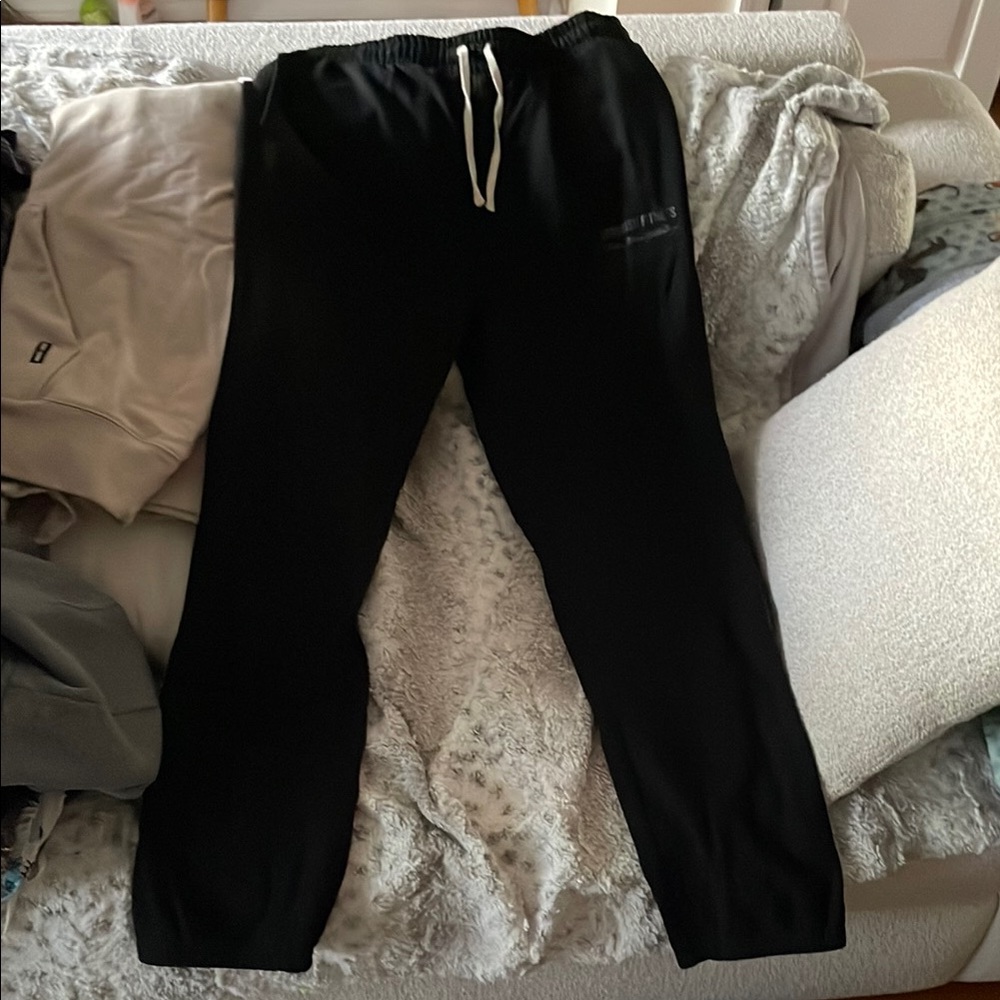 Black Jogger Sweatpants with Elastic Cuffs and Drawstring Waistband